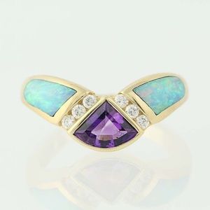 Kabana Amethyst, Opal, & Diamond Ring - 14k